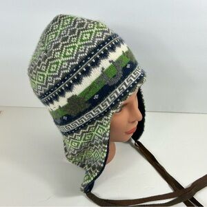 True Religion Green Nordic Lambswool, Cashmere, and other Blend Winter Beanie